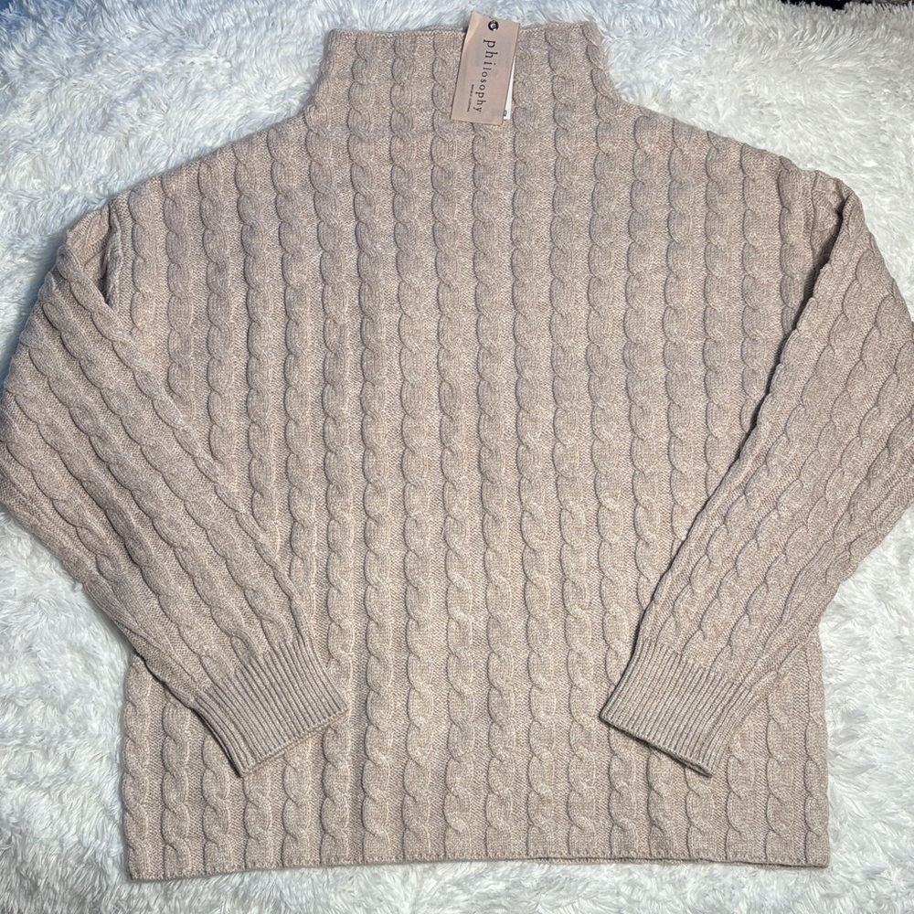 NWT Philosophy Republic Clothing Quail Heather Long Sleeve Mock Neck Sweater M